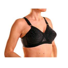 Le soutien gorge « cœur croisé » brodé noir vif