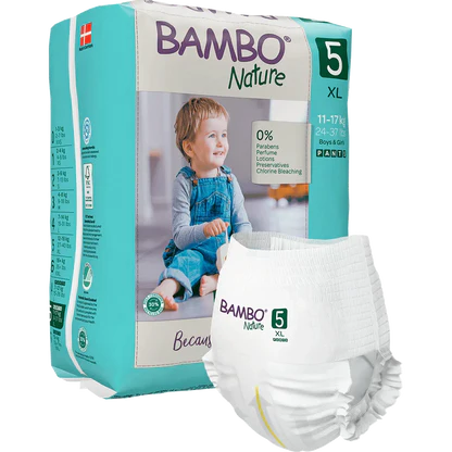 Bambo Nature Pants –  Couches Culottes absorbantes pour bébé Taille 5 (11-17 kg) – Sachet de 19 pièces