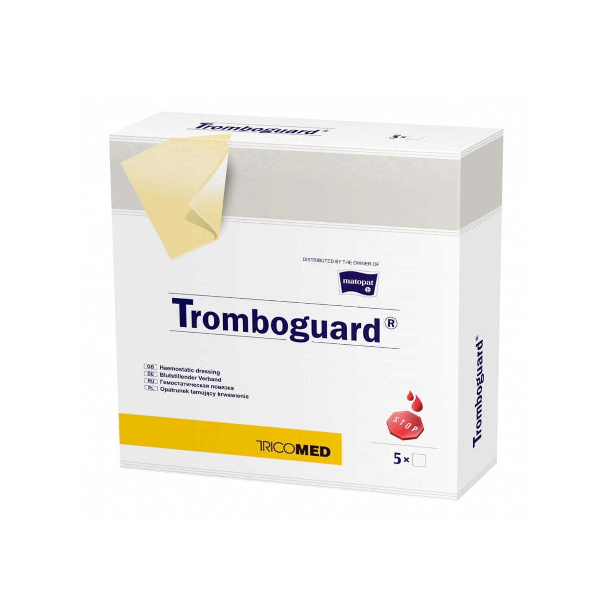 Matopat – TROMBOGUARD pansement 10 X 10 cm stérile – Boite de 5 pièces