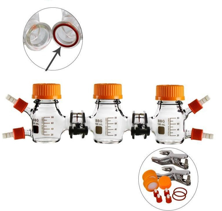 Réacteur à membrane triple chambre pour pile à combustible microbienne (MFC), capacité 100 à 1.000 ml