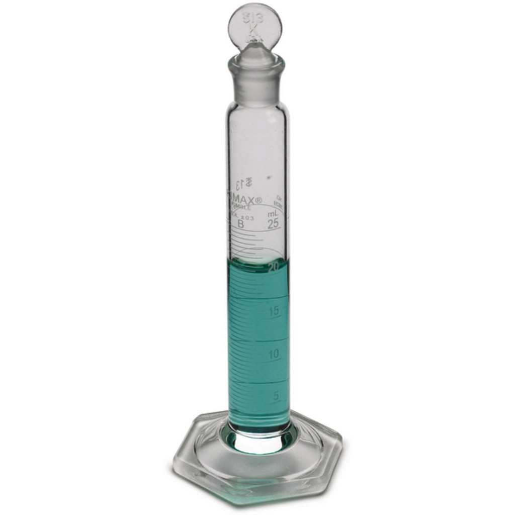 CYLINDRE 25ML GRADUATION BLAN -CHE EN 0,5ML AVEC BOUCHON