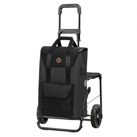 Komfort Shopper Senta 2.0 – Chariot de courses avec siège- Noir – 49 L – Andersen Shopper Manufaktur