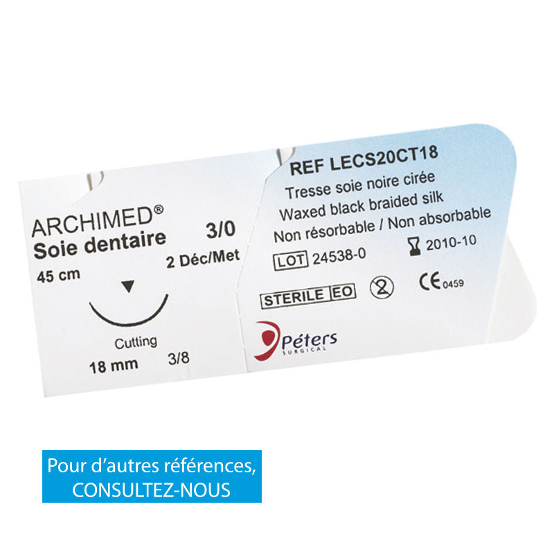 Soie ARCHIMED Tresse de soie noire dentaire (6 modèles) – Boîte de 36 unités